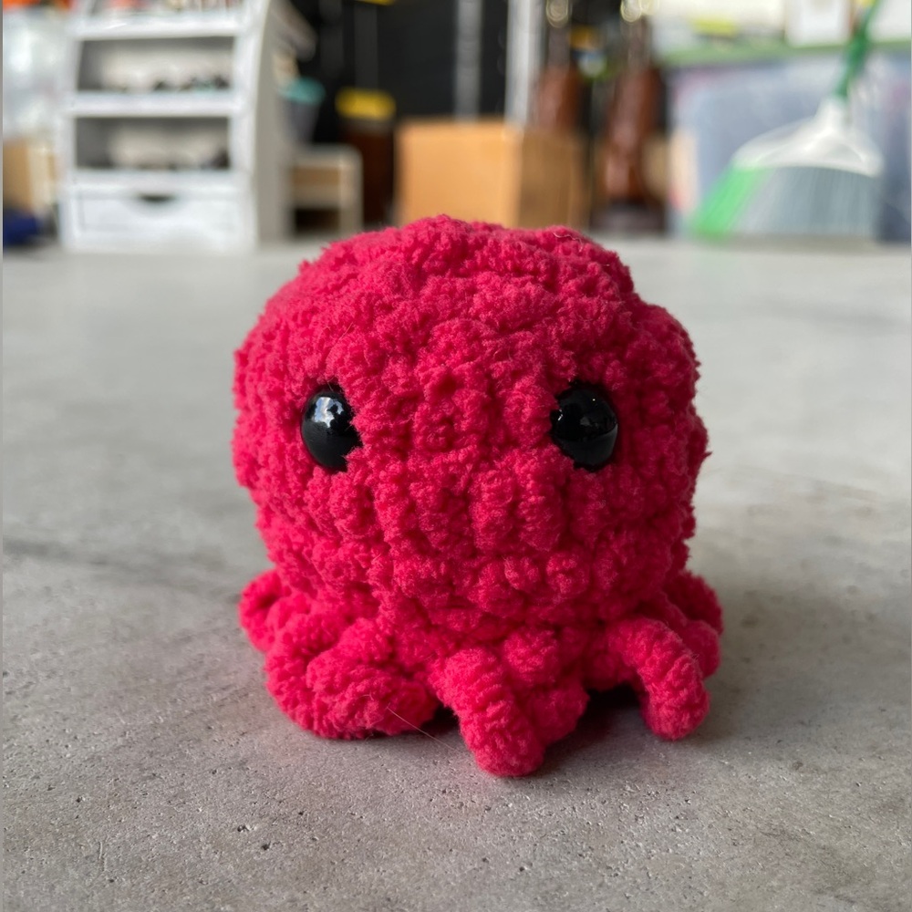 Mini Poppy Red Crochet Octopus